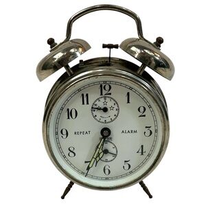 Vintage 90’s Chambers Catalog Peter Clock Analog Alarm Silver Czech Republic